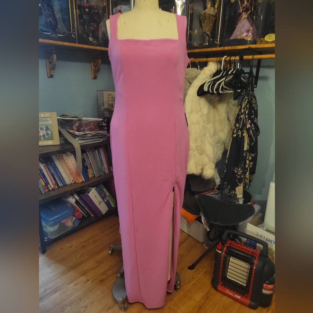 Lulus Inspiring Allure Magenta Purple Square Neck Column Maxi Dress - Size XL - Picture 2 of 7
